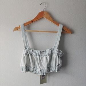 Weekend Los Angeles Light Blue Ruffled Top